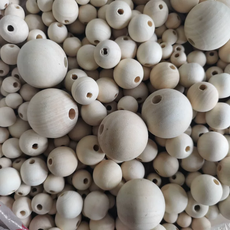 Raponic Hermi Pole Wooden Pearl Multi -specification Vehicle Wooden Ballo DIY Jewelry accessories White embryo ball
