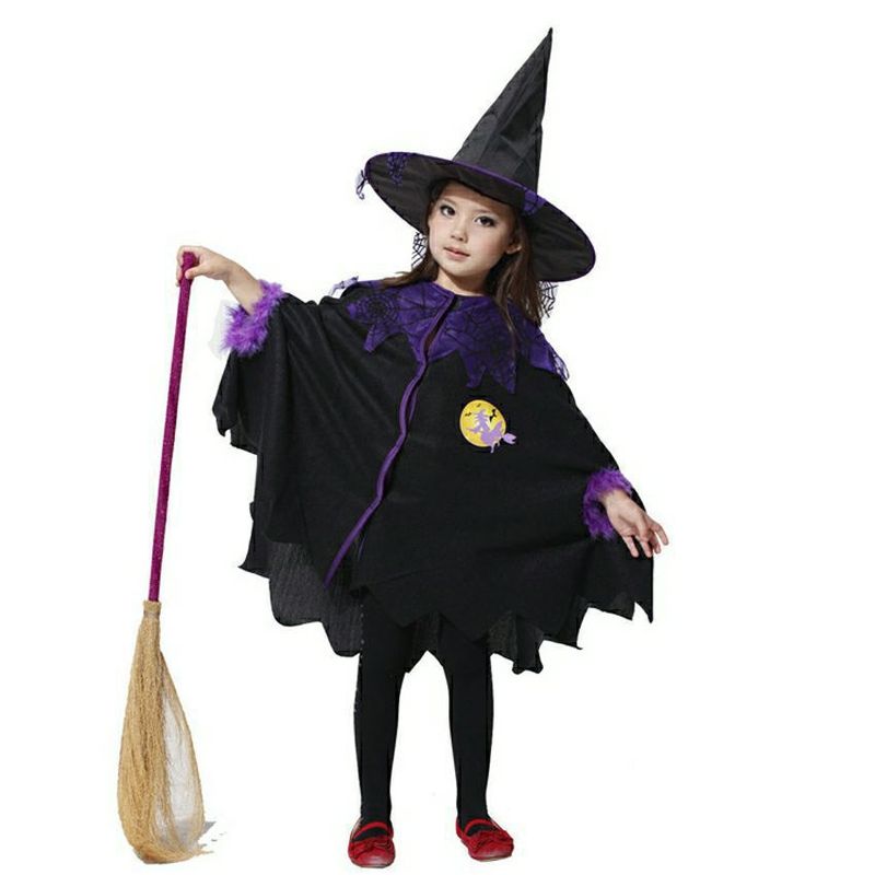 欧米のハロウィンの子供の公演の服装の魔女のマントの役はかわいい吸血鬼の化粧の舞踏会のマントを演じます。|undefined