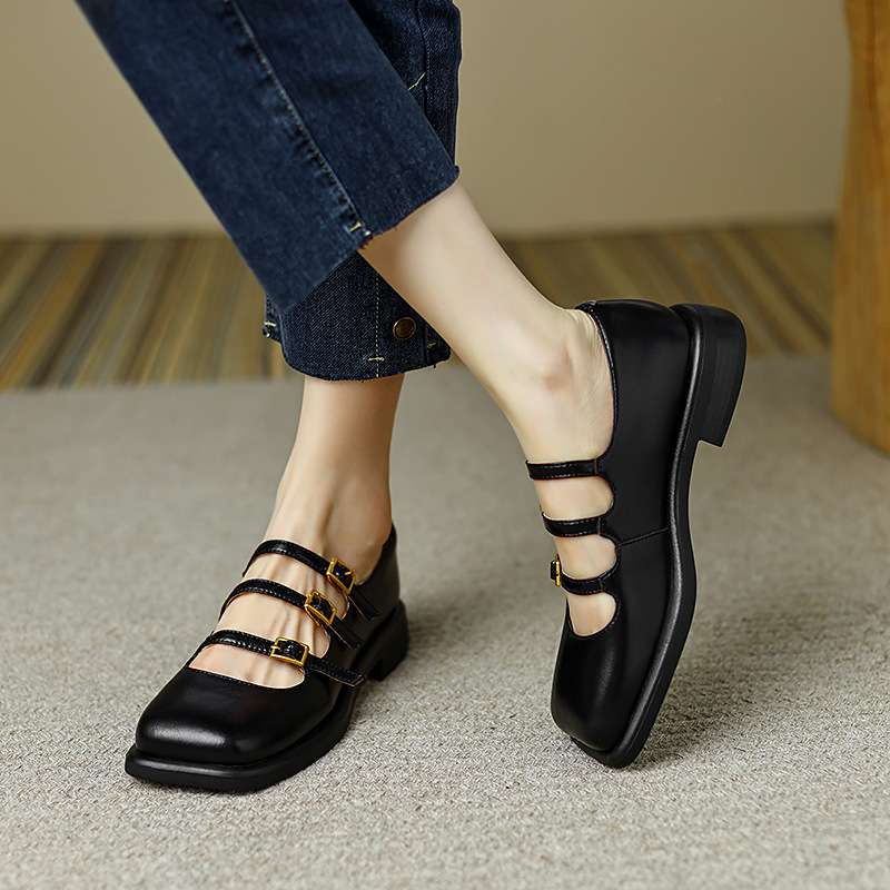 CHIKO Cecilia Square Toe Block Heels Mary Jane Flats