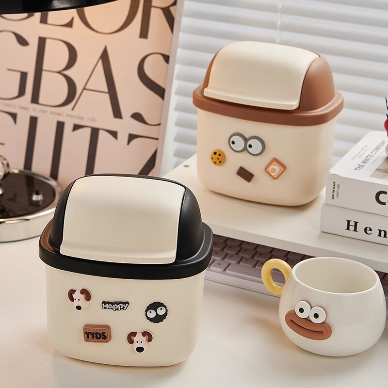 デスクトップゴミ箱かわいいミニ学生寮デスクダイニングテーブル寝室ベッドホーム小型ゴミ収納ボックス|undefined