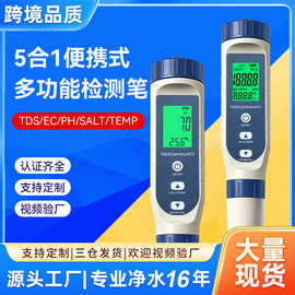 水质检测笔厂家批发tds/ec/ph/盐度电导率五合一水质测试笔盐度计