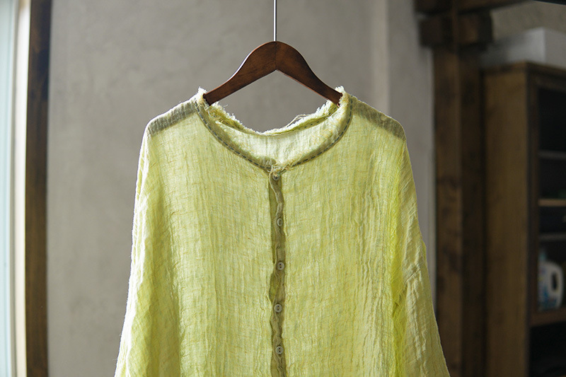 276 Color-woven Linen Breathable And Non-transparent Hand-embroidered Thread Sun-protective Shirt Jacket Women's Top_ecoleips.com