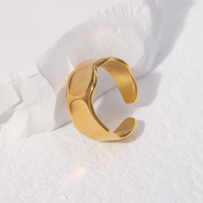 Stone-Free Inlay Material Open Ring Classification 1 Piece Quantity PVD Coated Real Gold Plated Geometric Solid Color Stainless Steel Fashion Waterproof Non Tarnish Open Ring