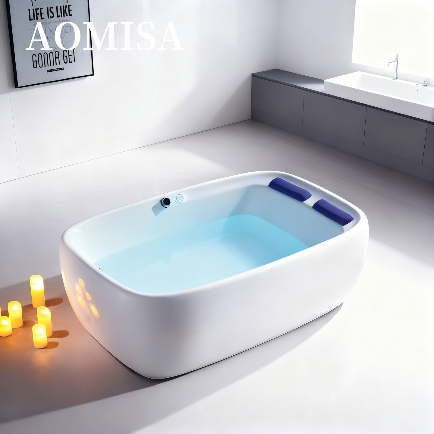 网红亚克力按摩恒温浴缸独立式无缝一体家用酒店别墅彩灯气泡浴缸