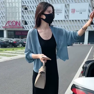 薄款针织开衫外套女夏季2026新款外搭披肩配吊带上衣冰丝防晒罩衫