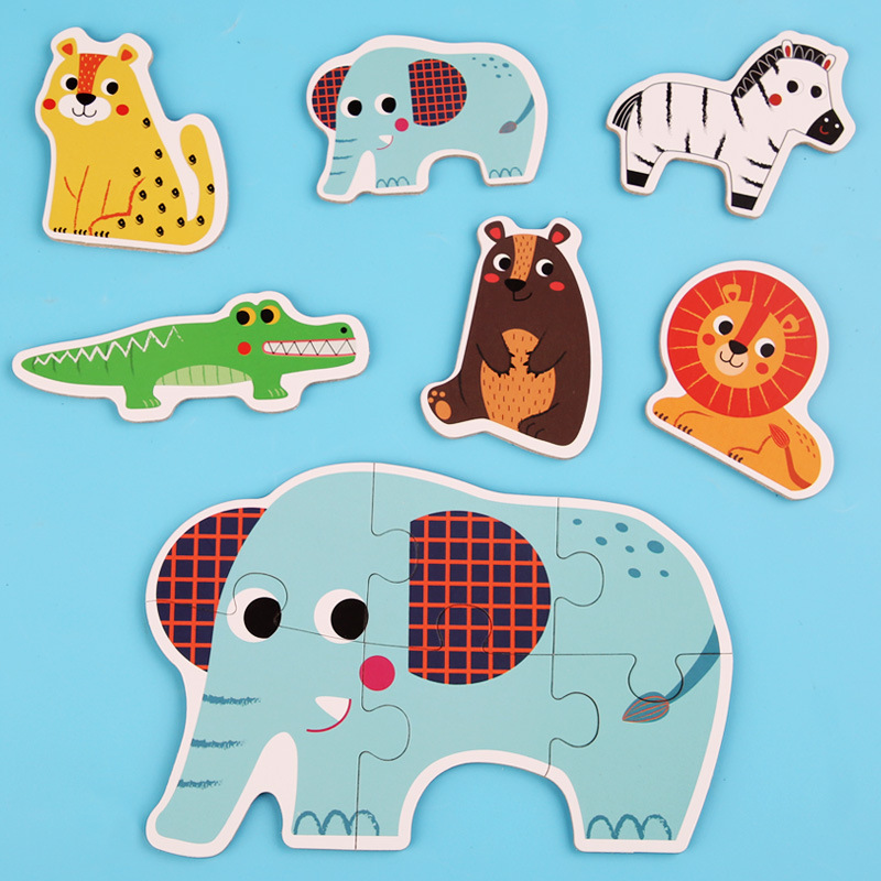 Weiweihu Children's Liuhe One Una variedad de juguetes rompecabezas para niños rompecabezas de herramientas de animales marinos de granja de madera rompecabezas