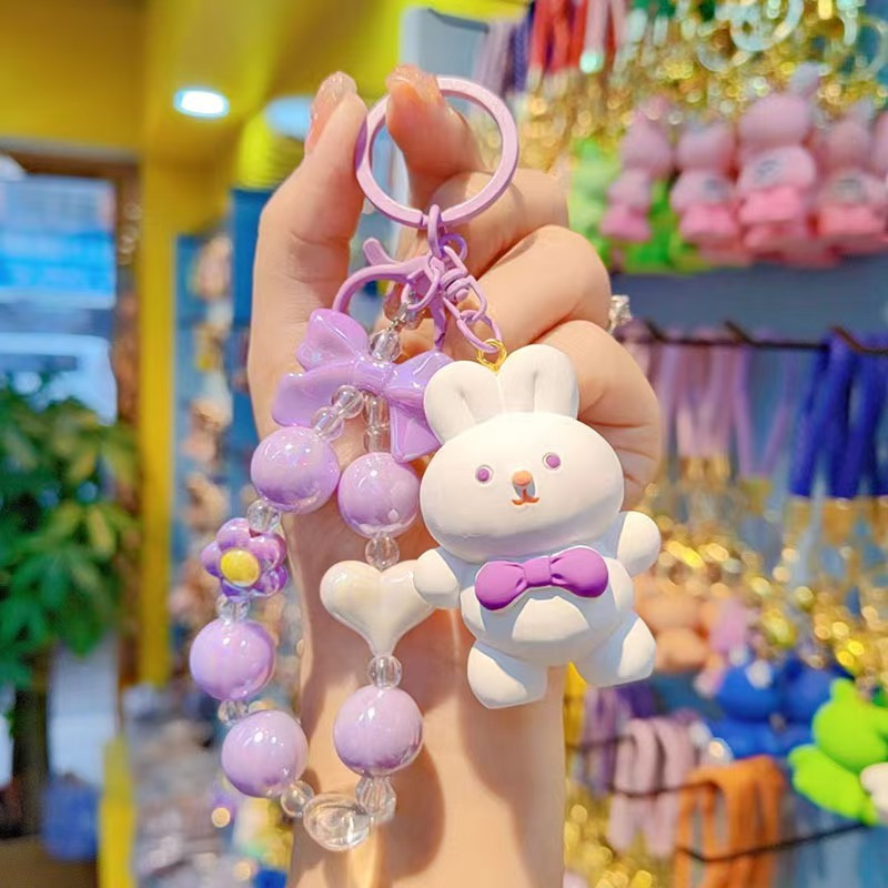 Muñeca con cuentas, llavero de coche, colgante, dibujos animados femeninos, dudo oso, ballena, pareja, llavero, bolso para teléfono móvil, colgante