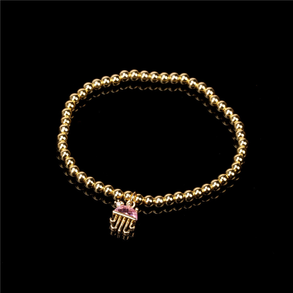 new color zirconium turtle jellyfish pendant copper gold-plated bead elastic rope bracelet