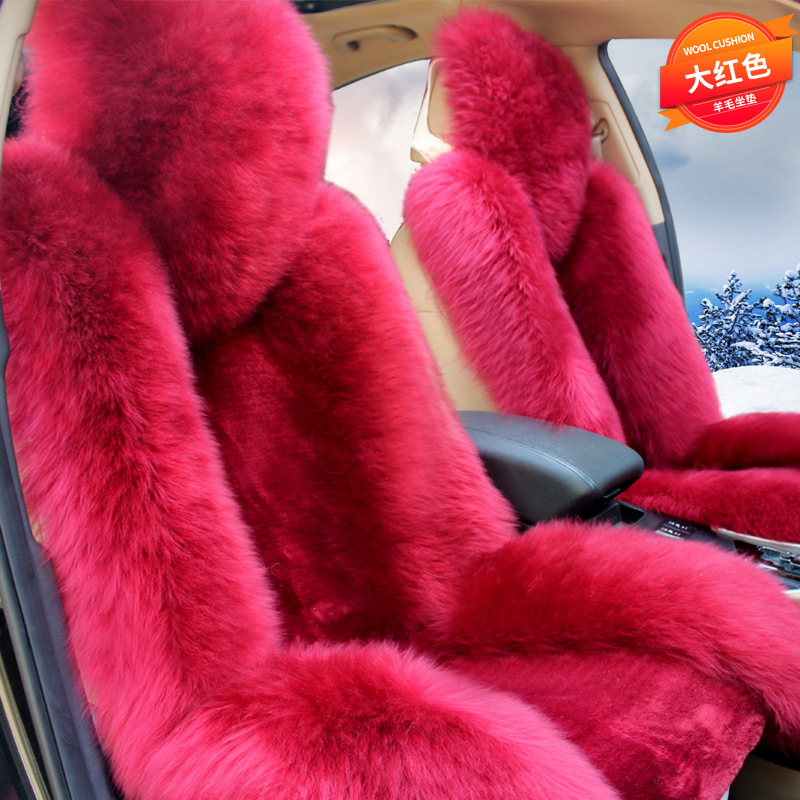 Winter wool car seat cushion plush seat cover pure wool long hair winter wool pad warm thickened car mat popular online