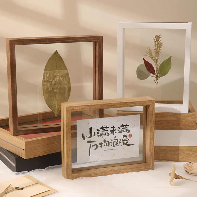 Customized Double-Sided Glass Photo Frame Table Pull-Out Leaf Carving Creative Plant Specimen Frame Square Wooden Photo Frame Wholesale Customized Double-Sided Glass Photo Frame Table Pull-Out Leaf Carving Creative Plant Specimen Frame Square Wooden Photo Frame Wholesale