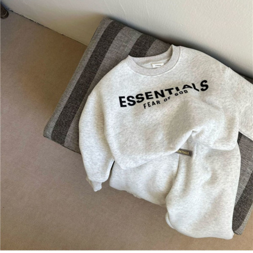 Boys' fleece suit autumn and winter  new boys' thickened tops and pants children's style sweatshirt two-piece set
