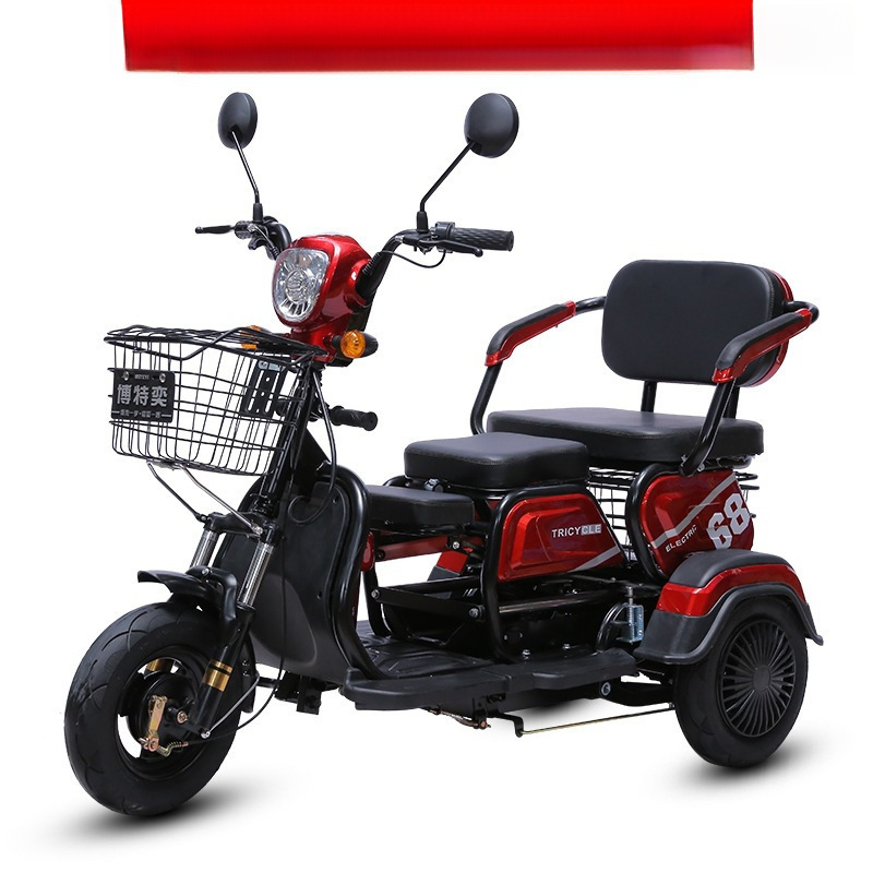 Electric Tricycle for Adults and Elderly, Leisure Mobility Scooter, Small Household Mini Vehicle for Women to Transport Children, Battery-Powered Vehicle