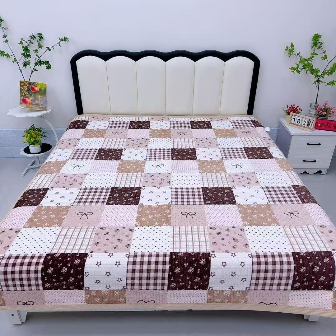 Milk Velvet Bed Cover Three-Piece Set, Tatami Blanket, Quilted Three-Dimensional Crystal Velvet Quilt, Kang Cover, Bed Sheet, Quilt