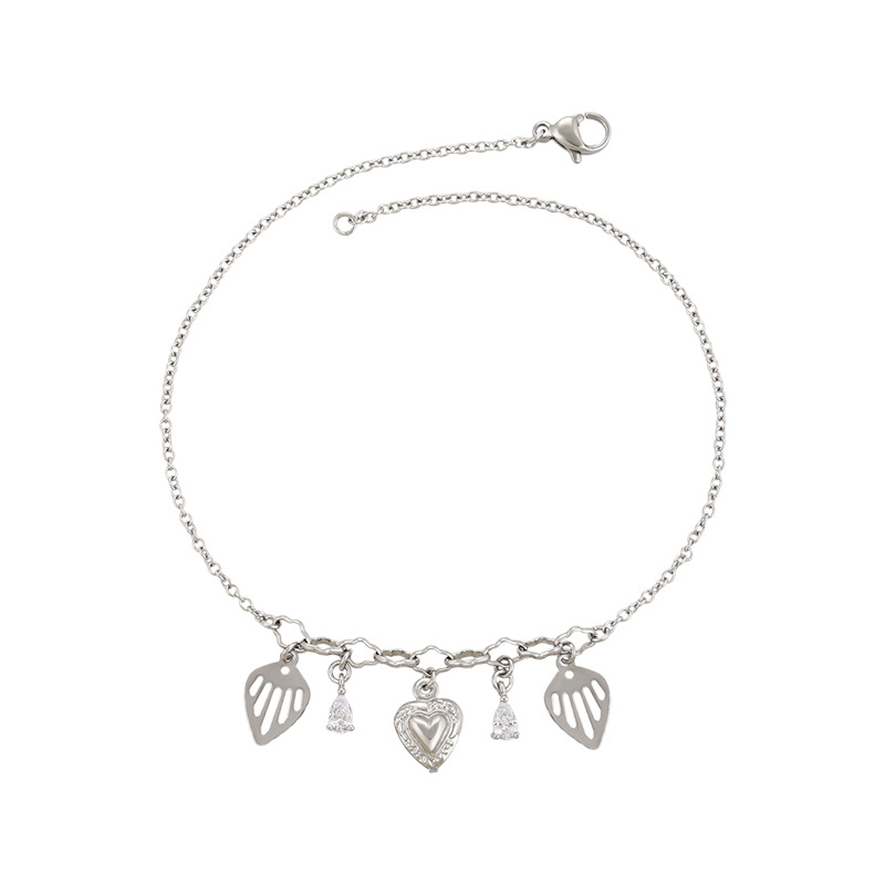 Pulseras de tobillo Xuping al por mayor, joyería europea y americana de aleación chapada en oro con diseño de corazón, hoja y llave, con circonita, moderna y versátil.