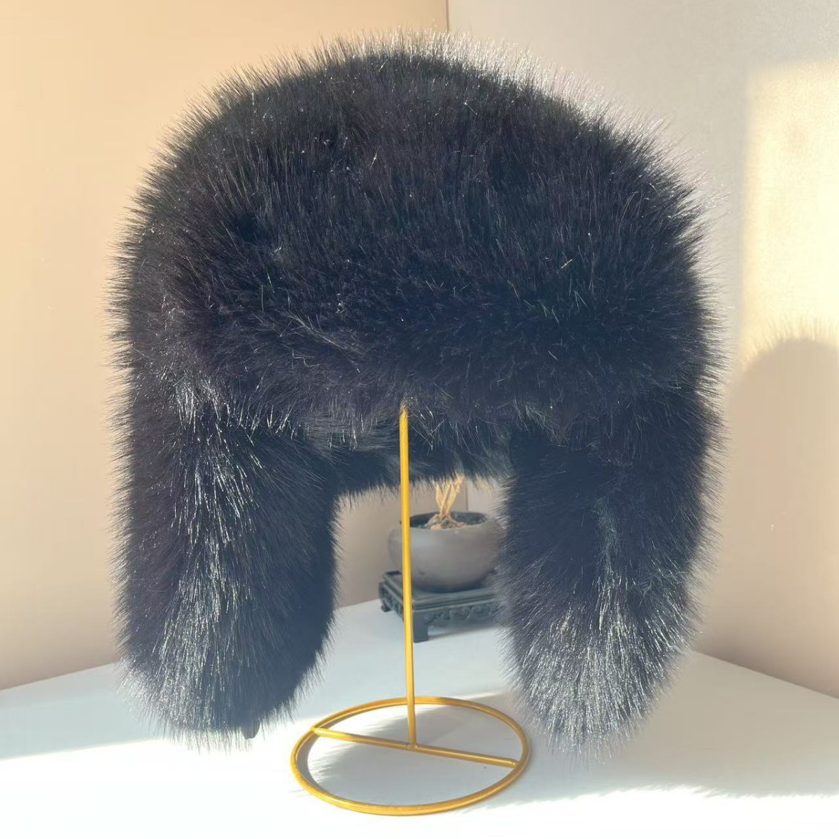 小众软糯仿貂绒毛雷锋帽保暖护耳帽韩版冬防寒滑雪帽毛绒帽子女