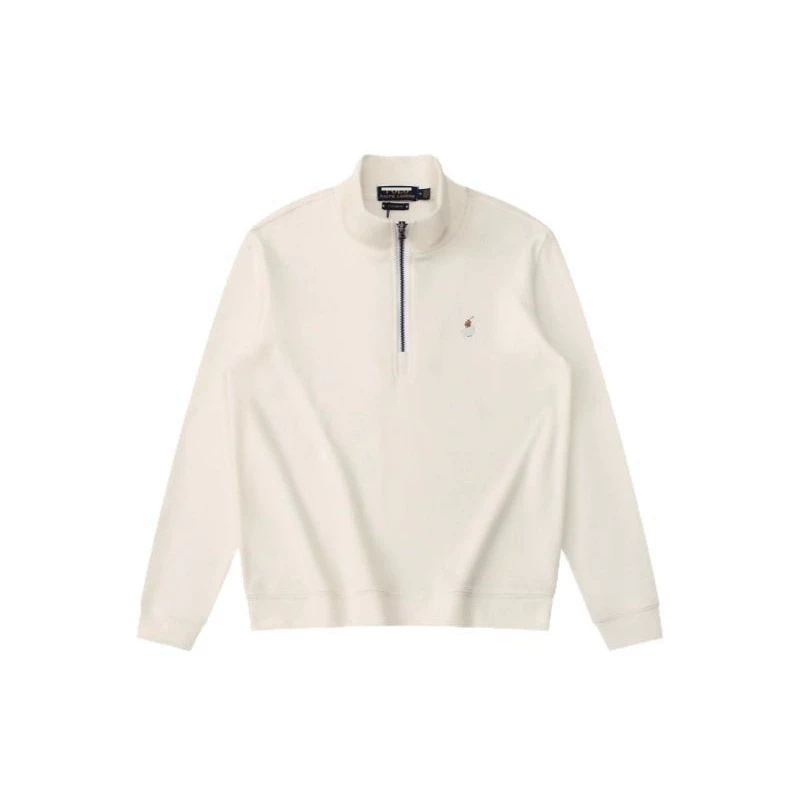 2025男士卫衣半开衫立领春秋新款刺绣小马标潮流长袖休闲螺纹卫衣