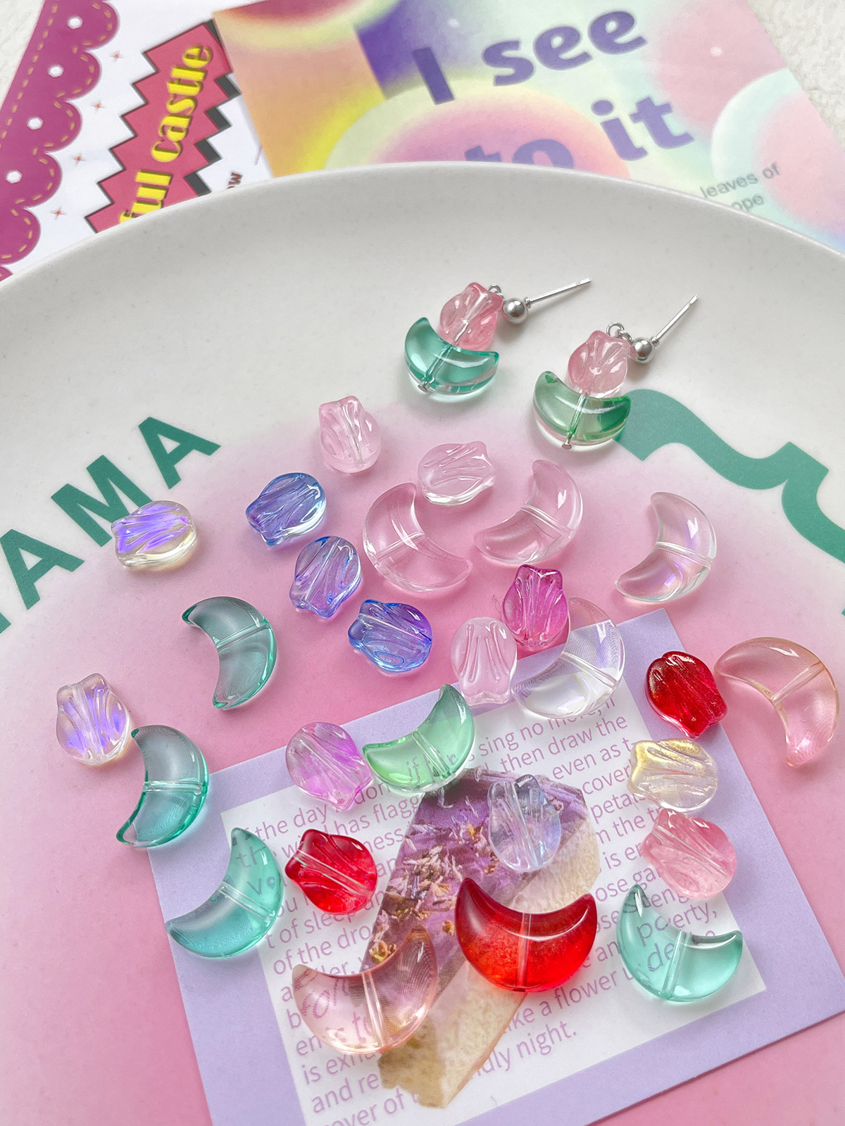 21g Weight Beads Jewelry Making Type 10 * 8mm, 11 * 16mm Jewelry Making Size DIY Jewelry Accessories Classification 10 Pieces Quantity glass Material Leaf, Flower Pattern Simple Style Style 10 Pieces 10 * 8mm 11 * 16mm Glass Leaf Flower DIY Jewelry Accessories Beads 1