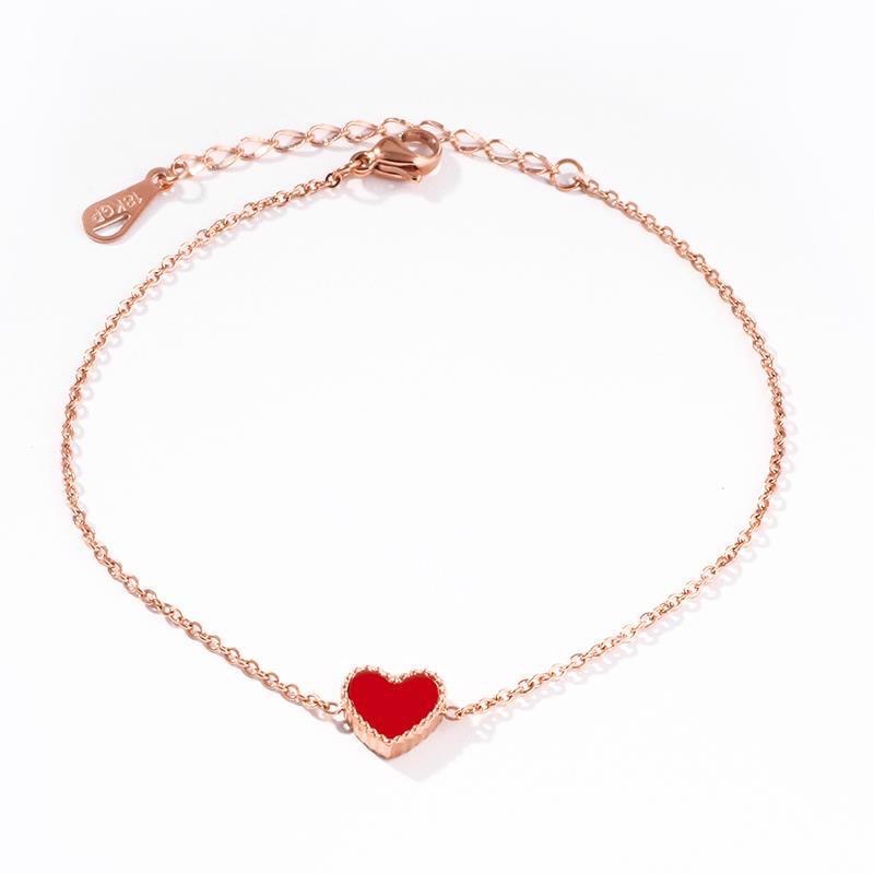 2023 estilo coreano oro rosa amor tobillera personalidad simple de las mujeres rojo sexy titanio acero pierna cadena tobillera mujeres
