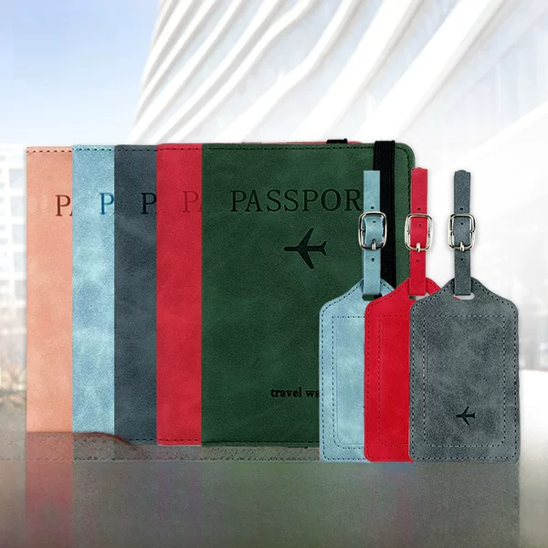 pu leather anti-magnetic passbook bag luggage tag suit leather anti-theft brush rfid passbook holder ID bag cross-border passbook set