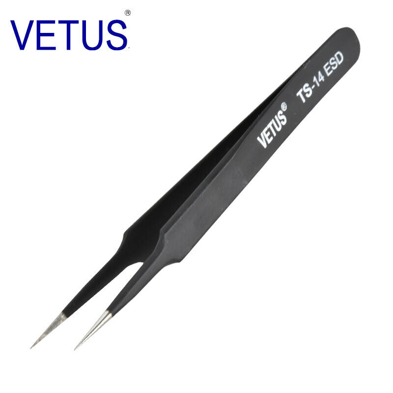 Anti-falsificación de productos genuinos VETUS TS-ESD pinzas de acero inoxidable traje Nido de Pájaro recogida de cabello belleza manicura codo de punta recta
