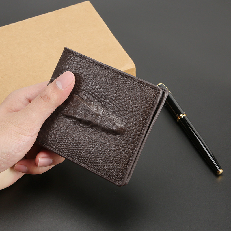Factory Direct Sales of Secret Text Delivery Men's Wallets Short Horizontal and Vertical Oil Wax Pressed Crocodile Head Wallets Retro Wholesale Factory Direct Sales of Secret Text Delivery Men's Wallets Short Horizontal and Vertical Oil Wax Pressed Crocodile Head Wallets Retro Wholesale
