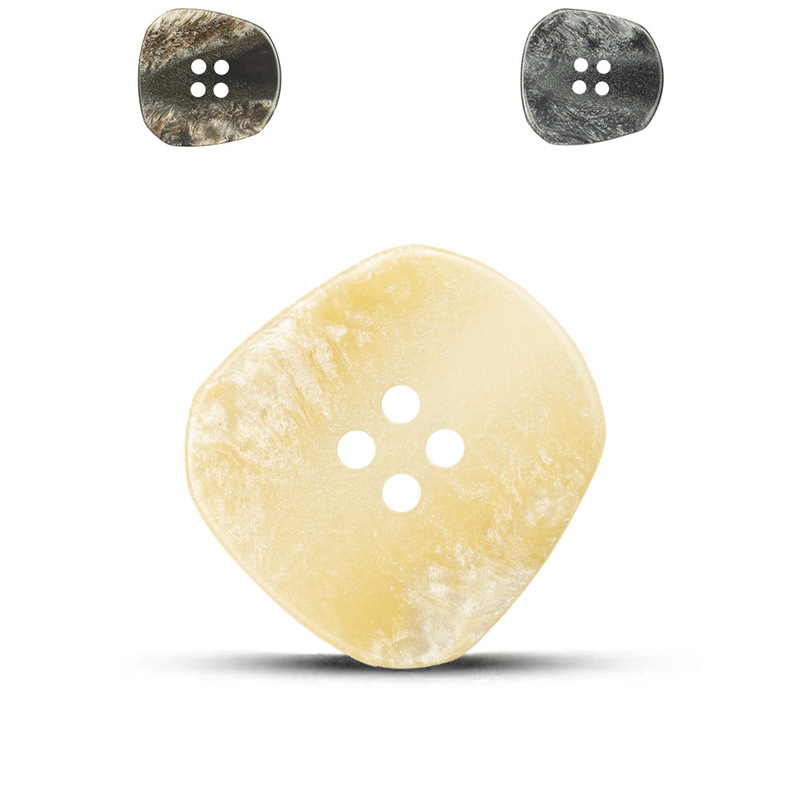 White curved irregular beige sweater sweater resin button imitation shell women's coat woolen decorative buckle