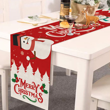 北欧圣诞桌旗 亚麻印花隔热餐桌布 防水亚麻桌布桌垫美式圣诞餐垫