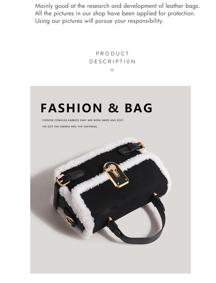 Women's genuine handbags for women 2024 plush lock small square bag high end versatile messenger bag_voghion.com