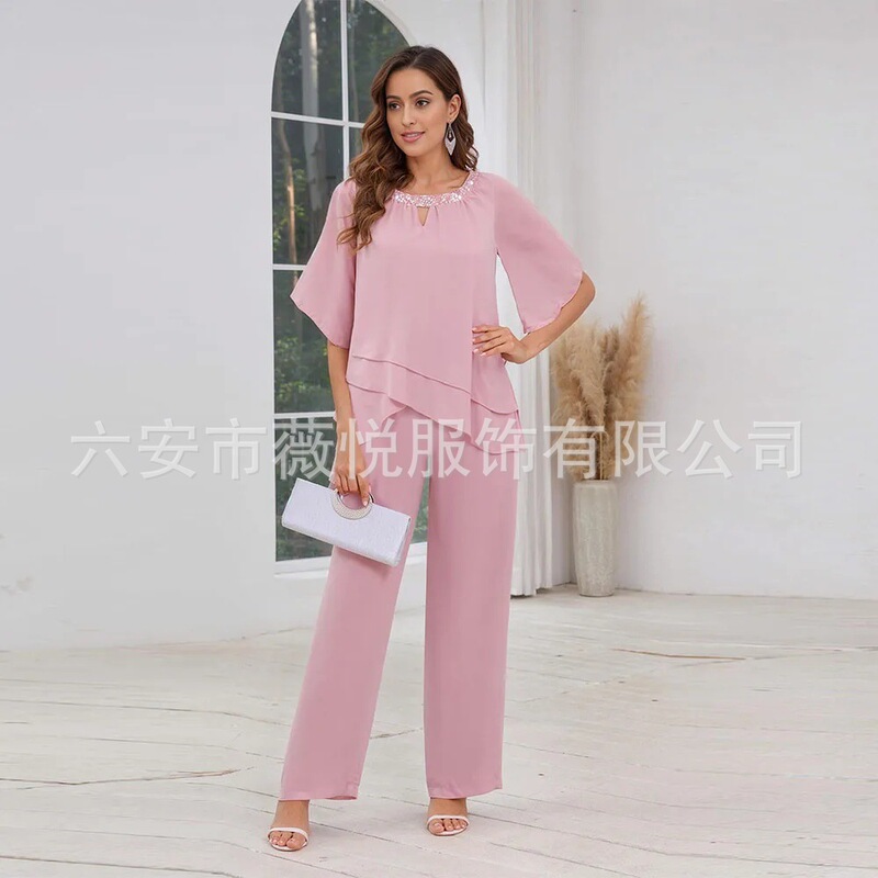 Cross-Border European and American Wedding Evening Dress Set, Elegant Banquet Wear, Everyday Wearable Mom Dress, Summer New Fashion