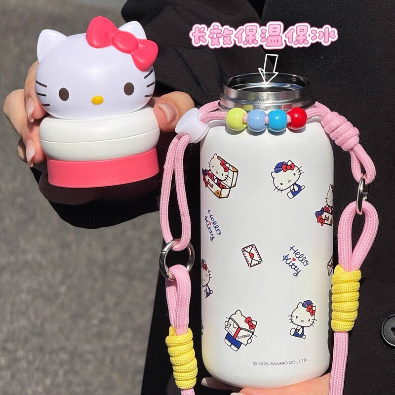 HelloKitty可爱保温杯女生新款2025高颜值水杯上学办公室便携杯子|undefined