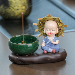 Ceramic craft home office desk tea table decorative piece Zen style incense burner trending four immortals living room desk decoration