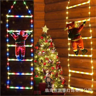跨境新款圣诞节日led装饰灯圣诞老人爬梯灯圣诞树窗户墙壁梯子灯