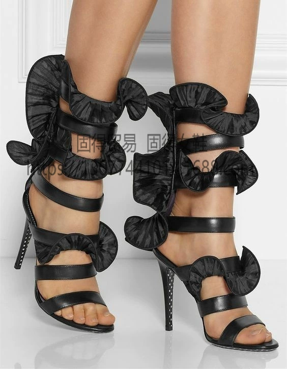 Трансграничная независимая станция ins модная женская обувь на шнуровке с открытым носком Ботинки на ремешке Обувь AliExpress