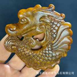 岫玉高古玉文玩玉器玉佩摆件玉石老物件玉把玩把件鱼坠