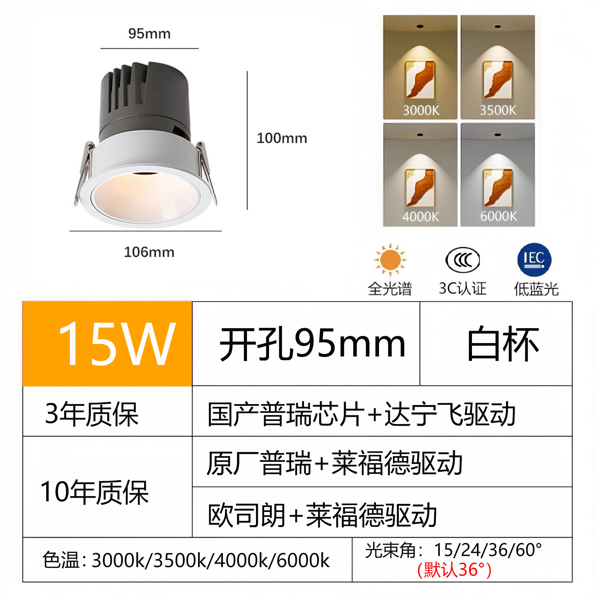 [narrow edge model] matt white cup-15w-95 opening