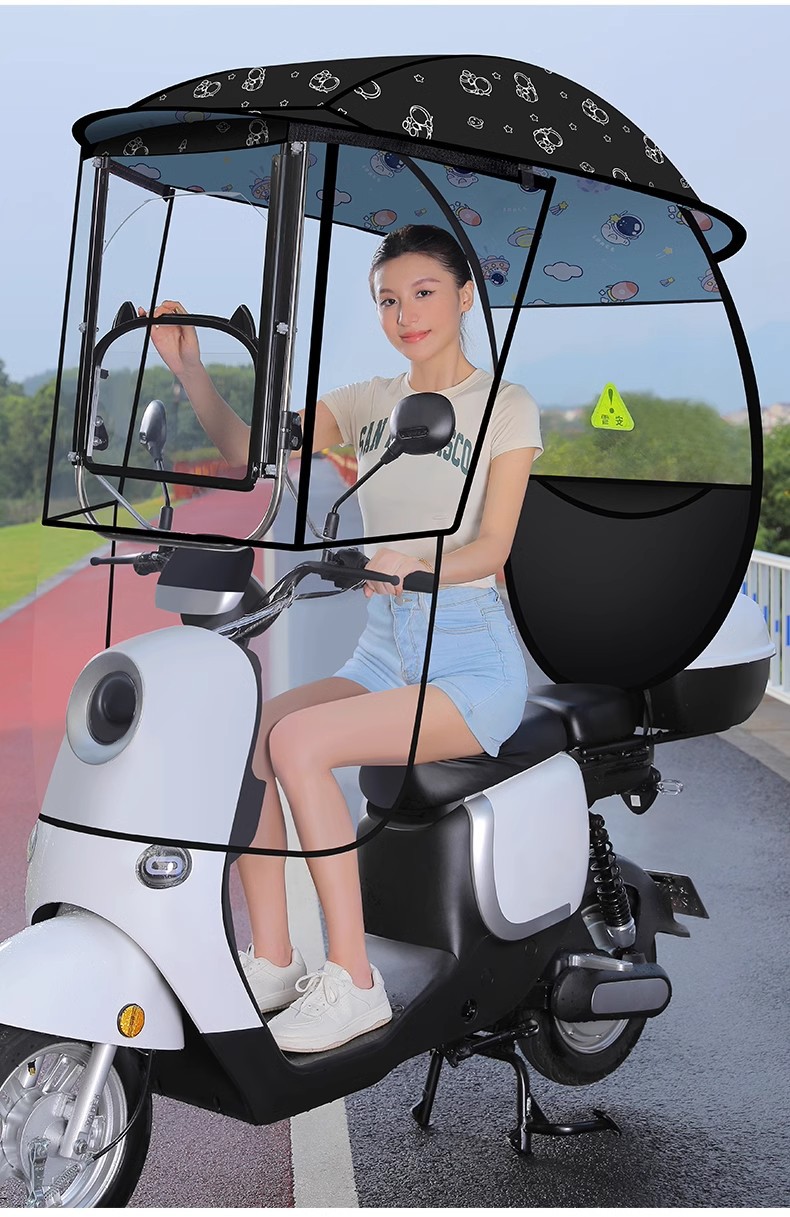 Electric Battery Car New Canopy with Adjustable Angle, Large Window Windshield, Rainproof and Sunproof Carport Parasol