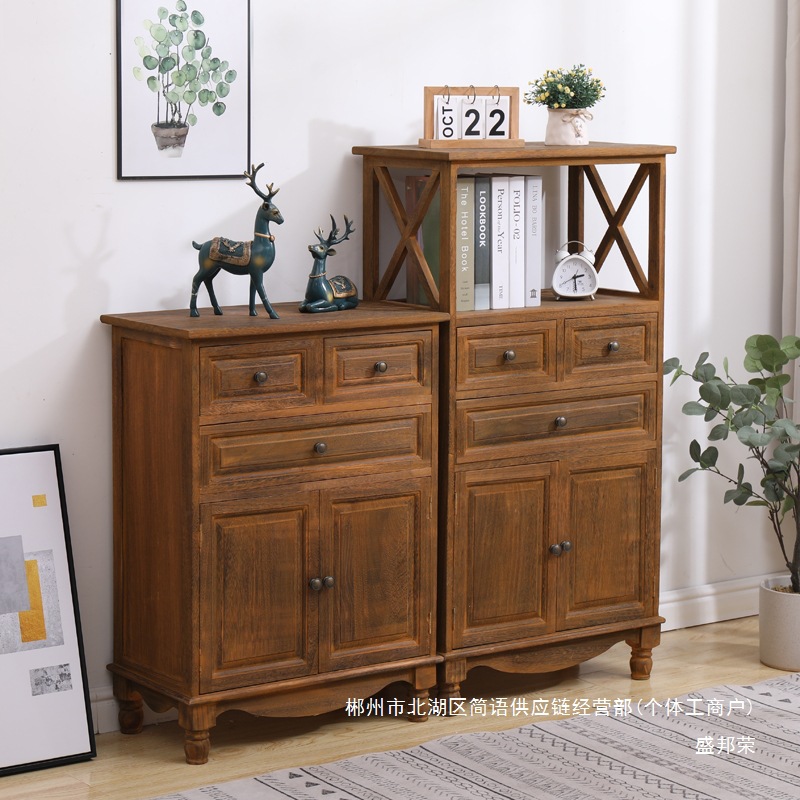 Fábrica directa de cinco cubículos de madera sólida gabinete de almacenamiento sala de estar dormitorio cabecera de cama retrógrado pequeño gabinete borde del estante