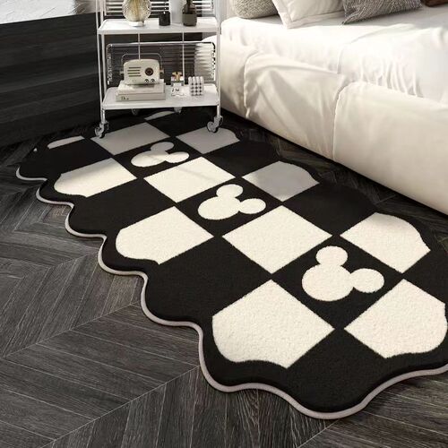 Cartoon Black Coal Ball Carpet Imitating Cashmere Skin-friendly Bedroom Bedside Rug Stain-resistant Living Room Long Strip Mat Tatami Mat