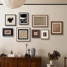 艺术格调 法式中古风客厅装饰画抽象高级感餐厅玄关柜组合挂画