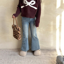 瑜瑜公主 女童冬季新款韩版微喇牛仔裤 女宝宝牛仔修身大喇叭裤