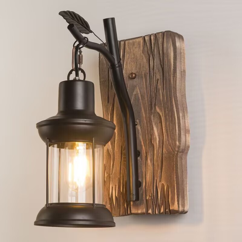 American retro industrial style LOFT solid wood creative personality bar nostalgic cafe restaurant boat wood decorative wall lamp