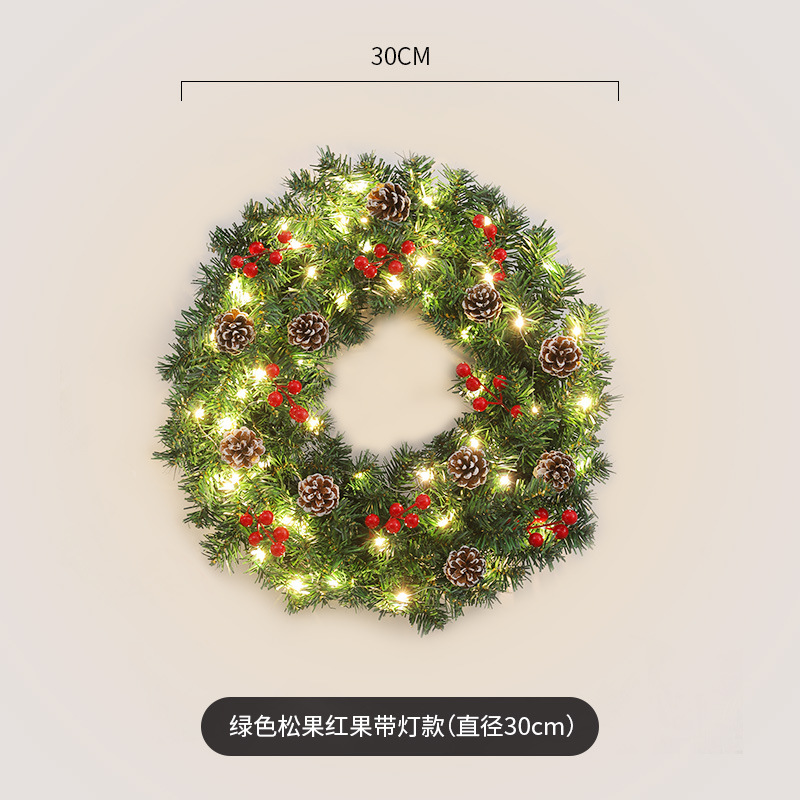 녹색 소나무 콘 붉은 과일 빛 (직경 30cm)