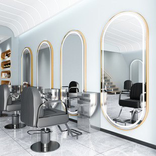 Barber shop mirror hairdressing mirror hair salon dedicated wall-mounted LED hairdressing mirror subnet red hairdressing mirror platform floor mirror