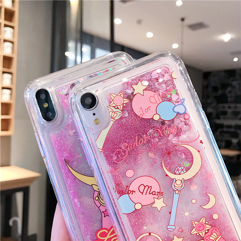 Adatto per la custodia del telefono iPhone 15 ProMax, Apple 14 bellissima ragazza con stella e bastone lunare, polvere glitterata, liquido_voghion.com