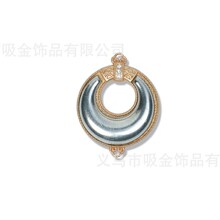 新中式铜镀金非遗宋锦双面带盖手工饰品创意挂件底胚装饰批发