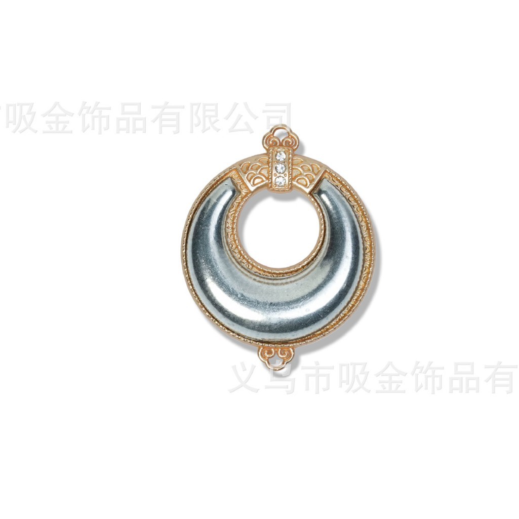 新中式铜镀金非遗宋锦双面带盖手工饰品创意挂件底胚装饰批发