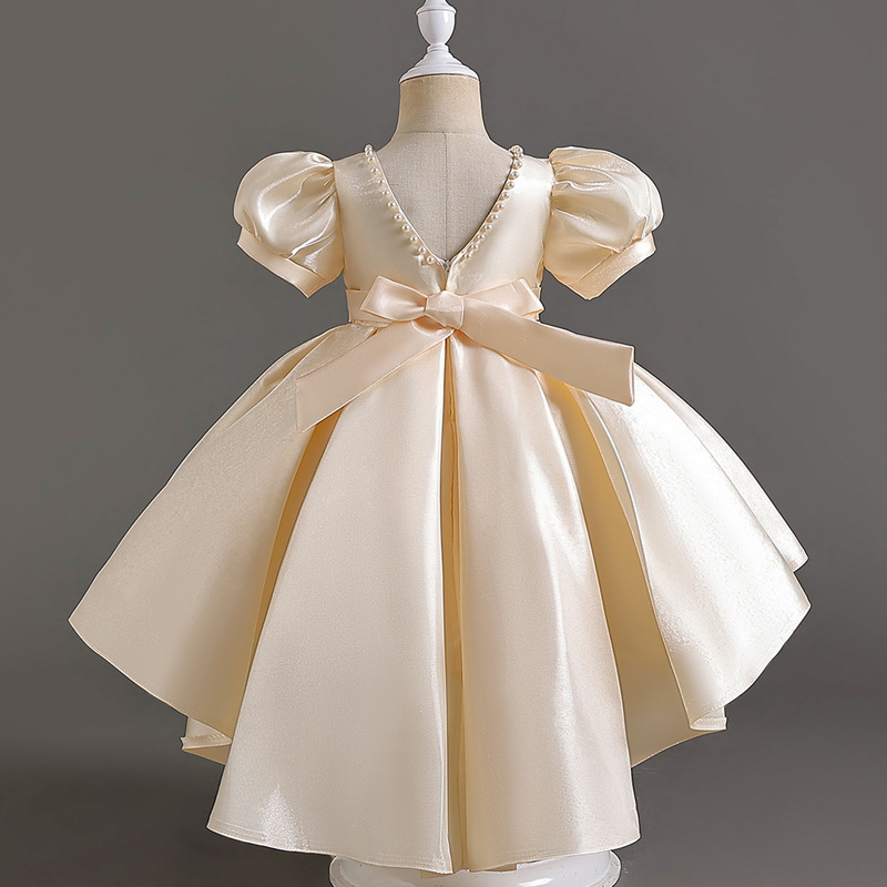 Girls' Ball Gown Princess Dress New Style Flower Girl Satin Backless Dress Children's Dress Princess Dress