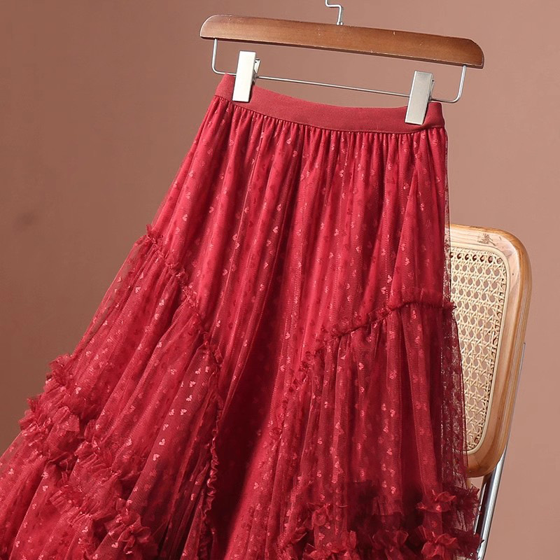 Mesh Heart Printed Skirt Image 3