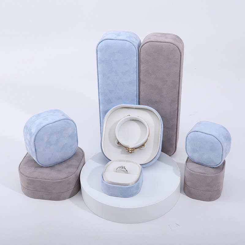 天地盖仿皮绒首饰包装盒 戒指耳钉项链盒 圆角珠宝首饰手链手镯盒
