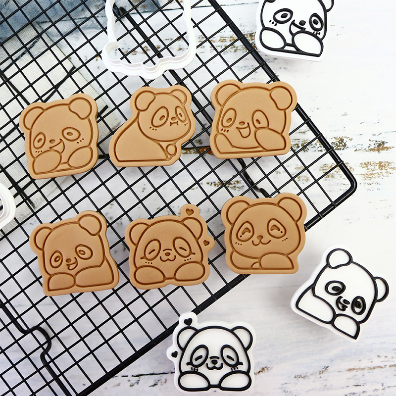 Molde de galletas para hornear con tema de panda Molde de fondant para hornear de fiesta Molde de fondant de bricolaje 3D Molde de corte de glaseado de prensa tridimensional